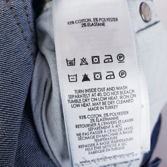 Victoria Beckham Denim Flare Leg Jeans Blue Dark Wash Size 28 Classic Designer - Picture 10 of 13